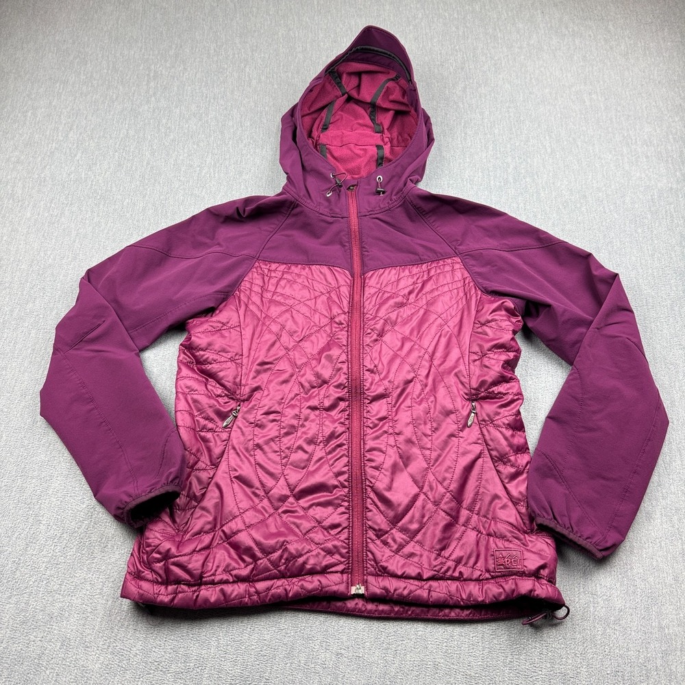 REI Jacket Womens Small Pink Primaloft Insulated Pertex Eco Hooded Outdoor Coat